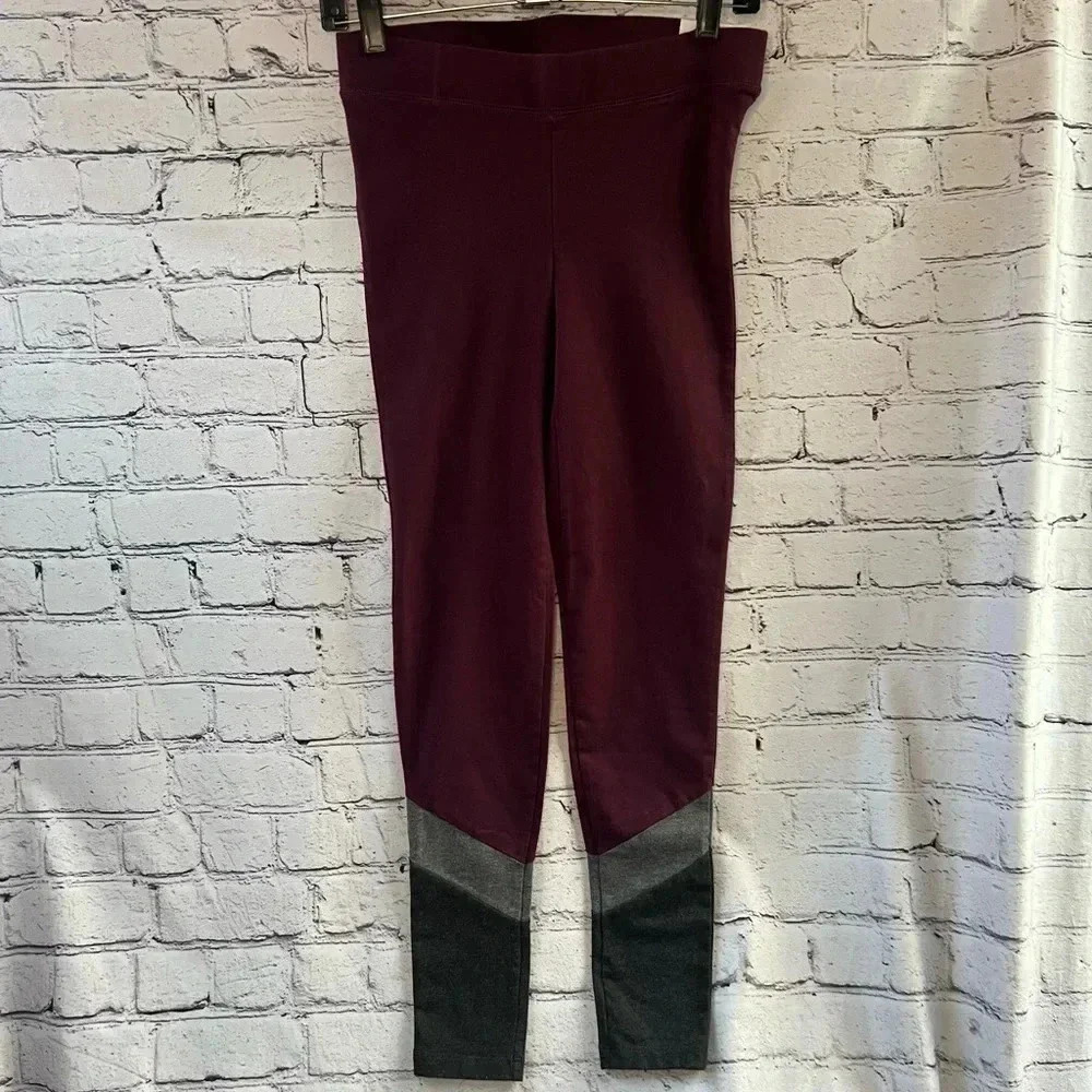 Aerie Chill Play Move Burgundy Grey Leggings Size Small New with‎ Tags